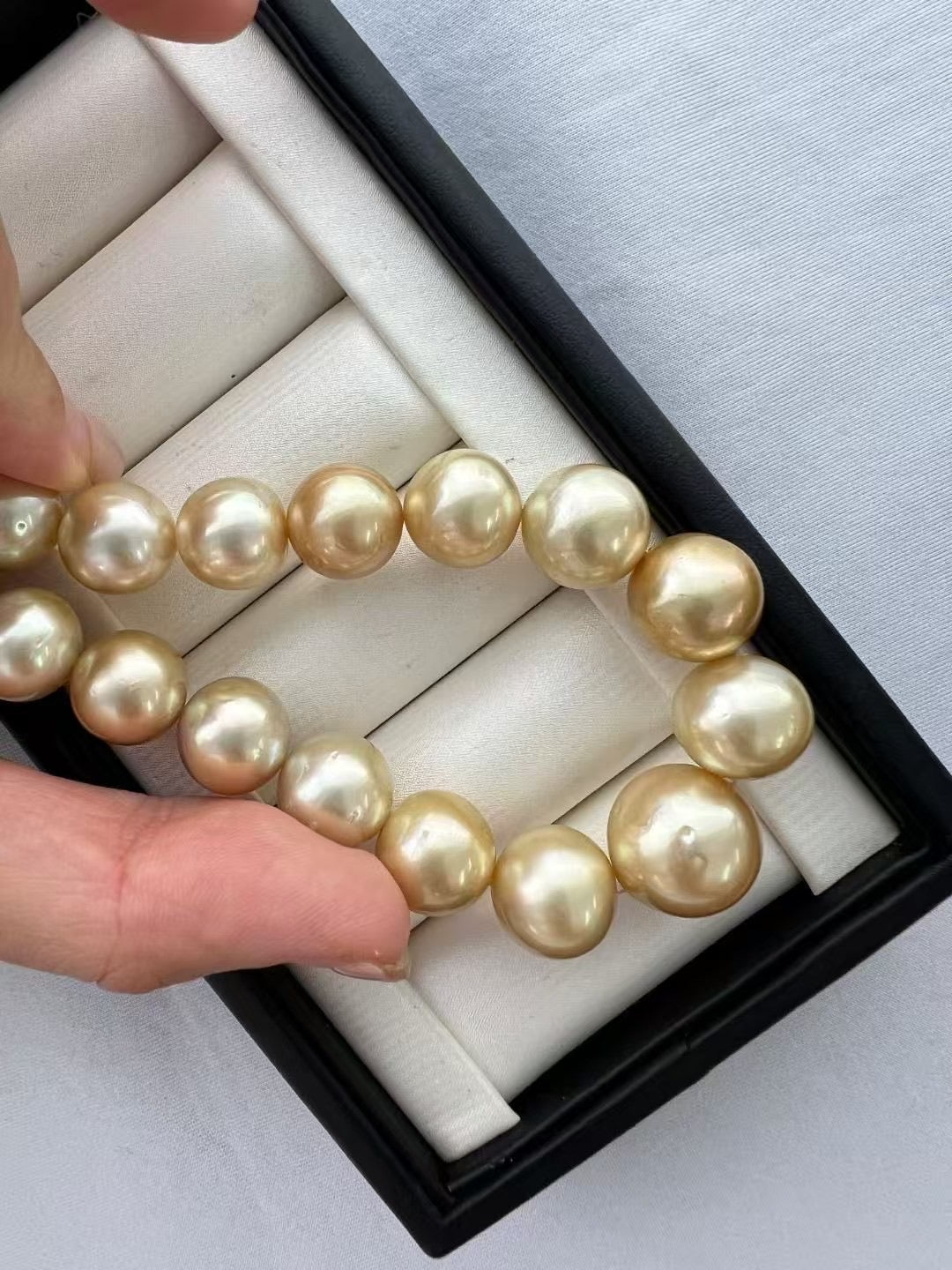 South Sea Golden Pearl Necklace 10.1–14.5mm – Premium Luster & Round Shape