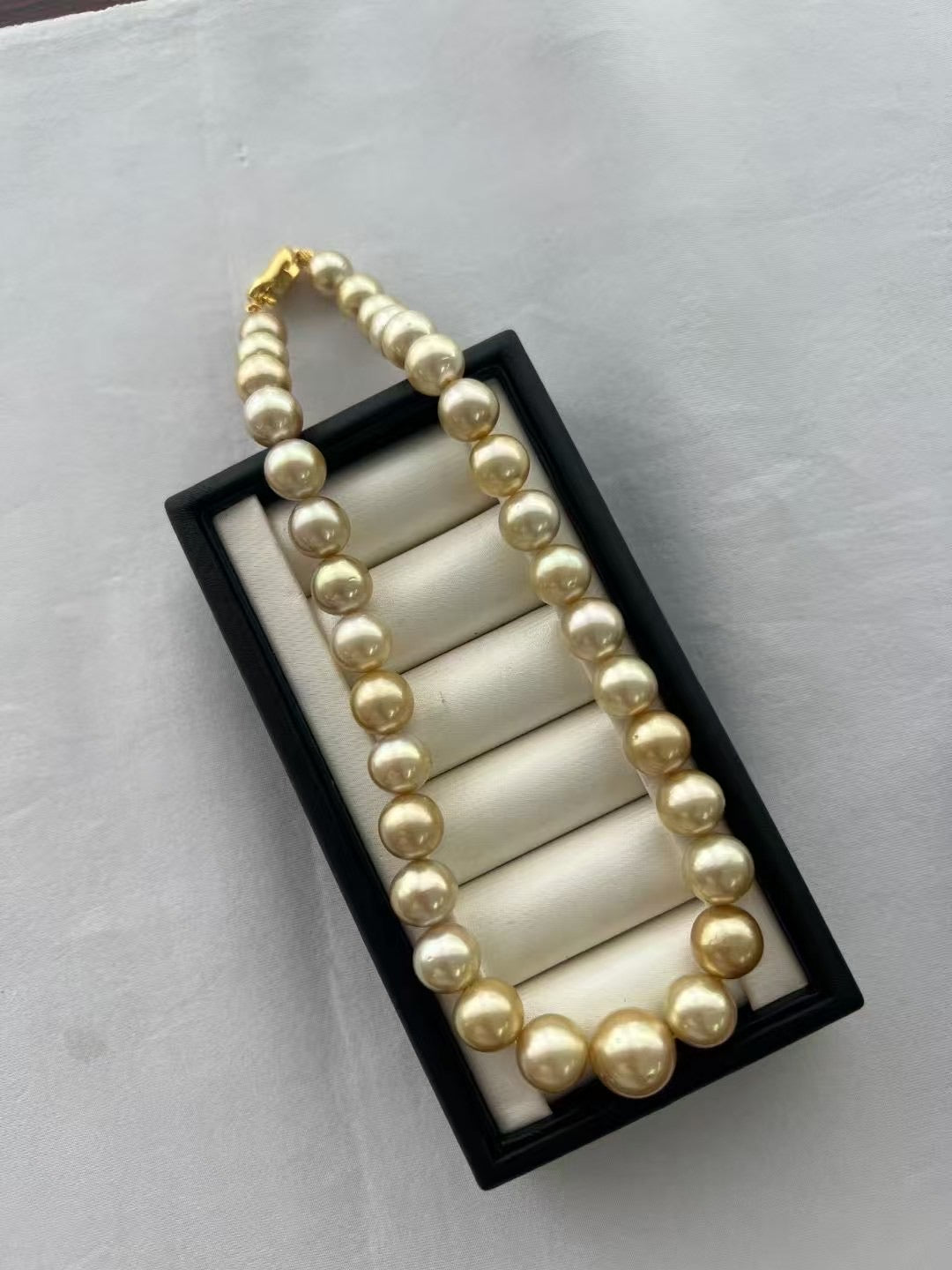 South Sea Golden Pearl Necklace 10.1–14.5mm – Premium Luster & Round Shape