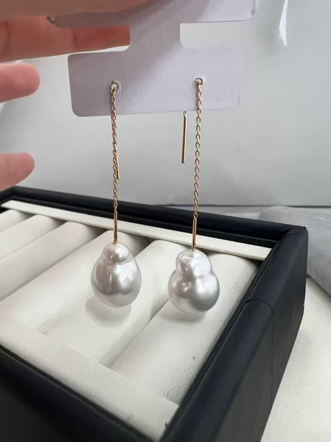 Golden Thread Baroque Pearl Earrings